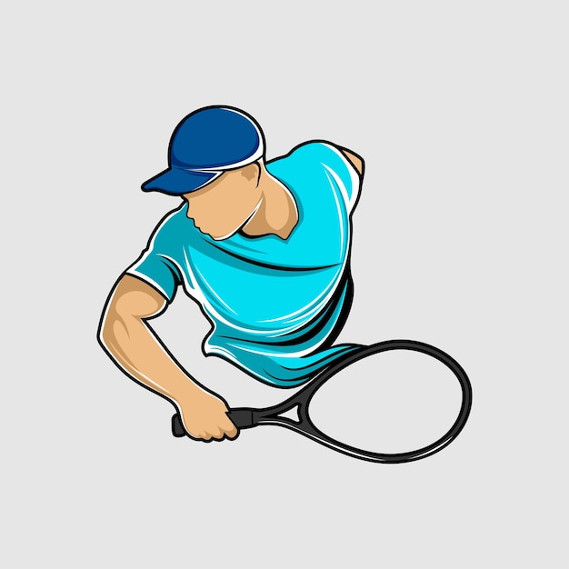 Vector estilizado brillante del jugador de tenis atleta