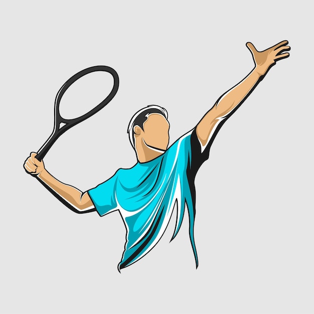 Vector estilizado brillante del jugador de tenis atleta