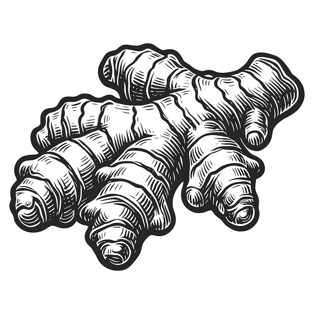 Vector de estilo de boceto de dibujo a mano de jengibre