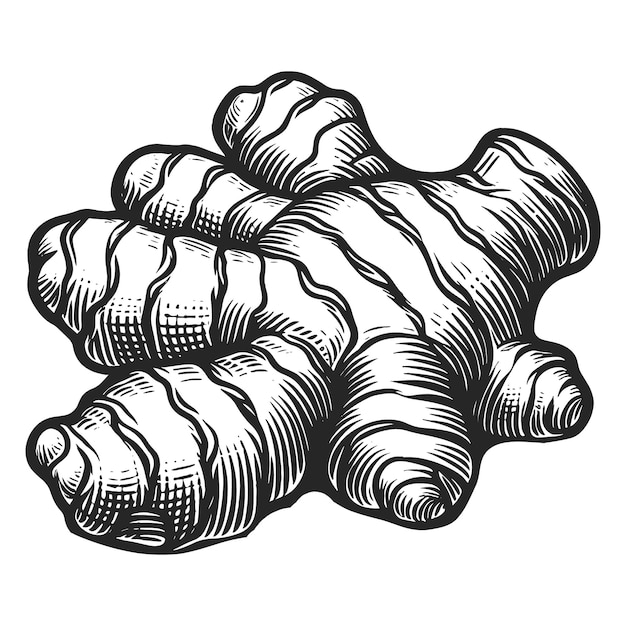 Vector de estilo de boceto de dibujo a mano de jengibre