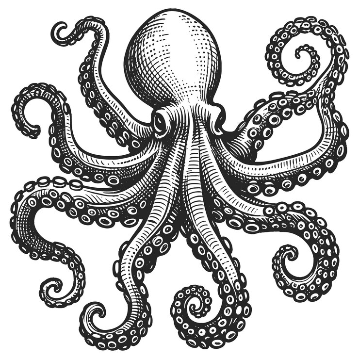 Vector vector de estilo boceto de dibujo a mano de pulpo