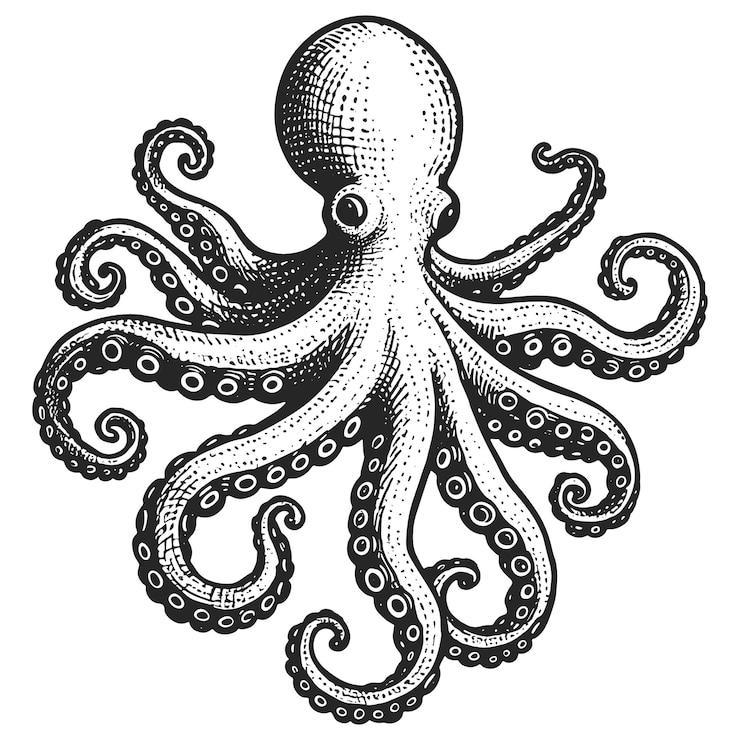 Vector vector de estilo boceto de dibujo a mano de pulpo
