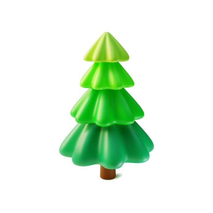 Vector vector de estilo de dibujos animados de abeto verde 3d