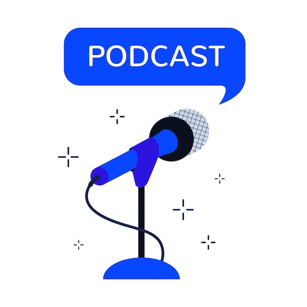 Vector de estilo de dibujos animados de banner de podcast 10 eps