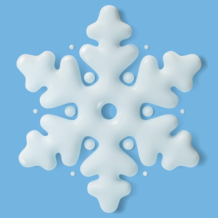 Vector vector de estilo de dibujos animados de copo de nieve blanco 3d