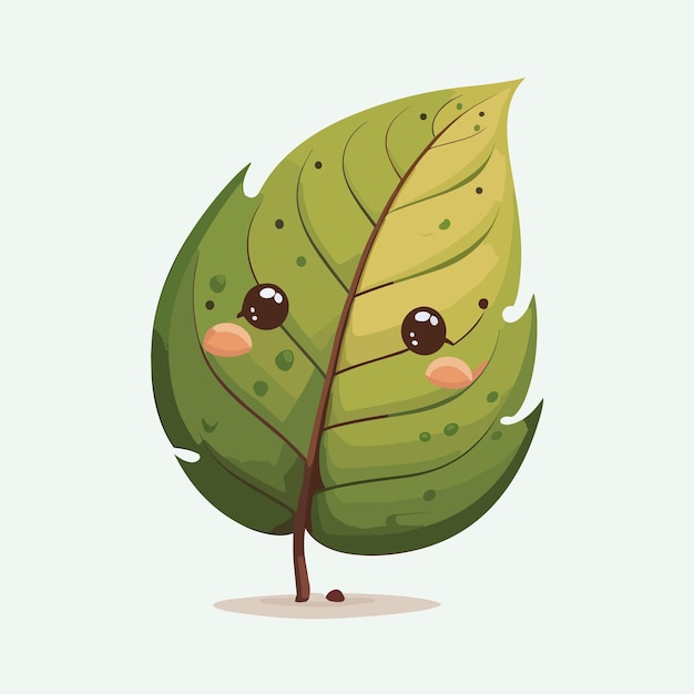 Vector estilo de dibujos animados de hojas lindas