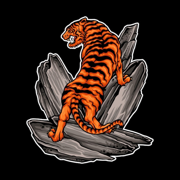 Vector de estilo de diseño japonés de Tiger Stone