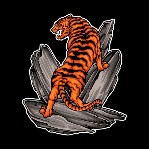 Vector de estilo de diseño japonés de Tiger Stone