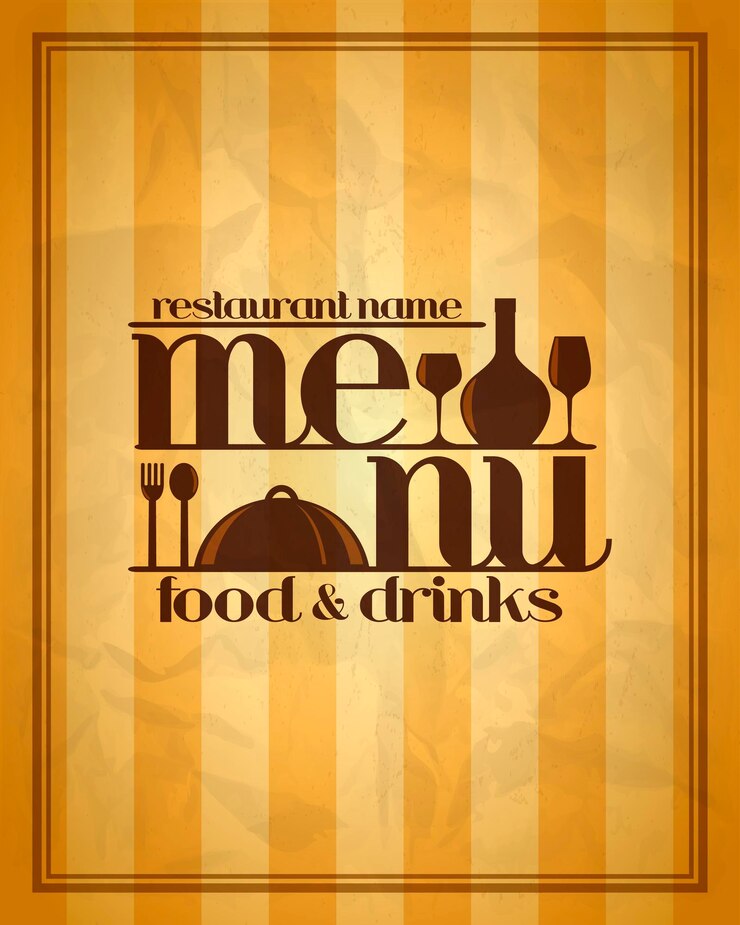Vector vector de estilo de diseño de menú retro de restaurante de alimentos y bebidas