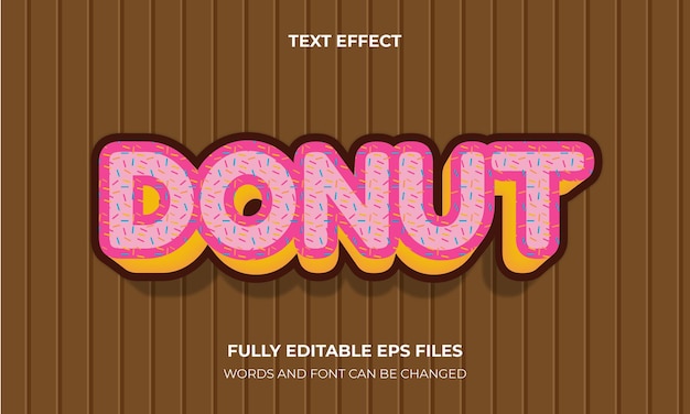 Vector de estilo de efecto de texto donut 3d