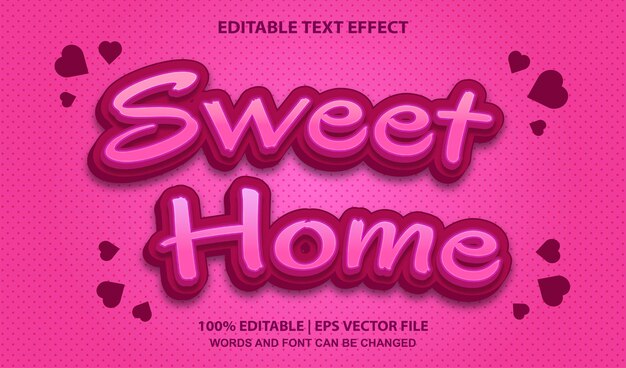 Vector de estilo de efecto de texto editable de Sweet Home