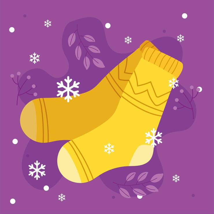 Vector vector de estilo de invierno de calcetines amarillos