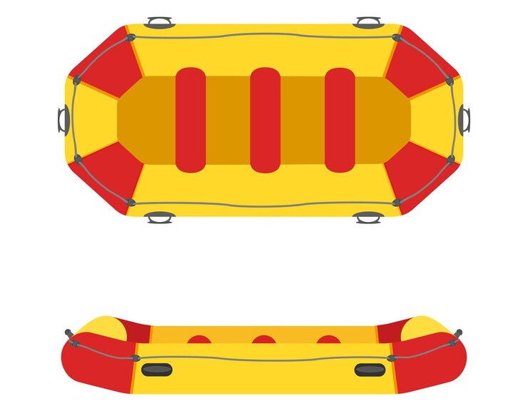 Vector vector de estilo plano de barco de rafting inflable