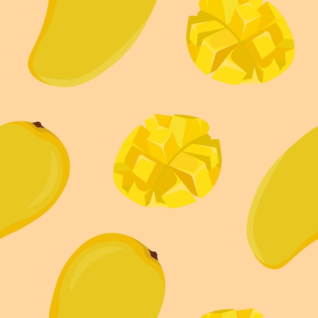 Vector de estilo plano de fruta de mango de patrones sin fisuras