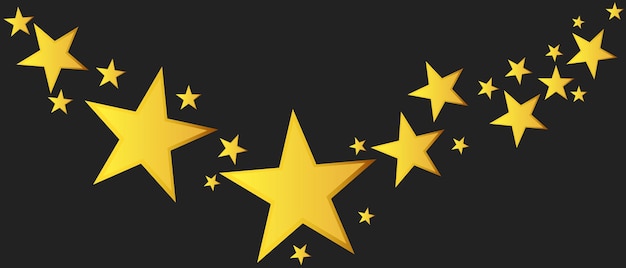 Vector de estrella caída abstracto Ilustración con estrellas de navidad doradas sobre fondo negro