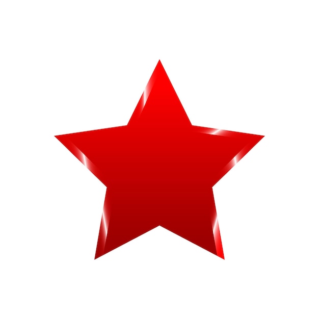 Vector de estrella roja 3D Símbolo de signo de estrella brillante aislado en blanco