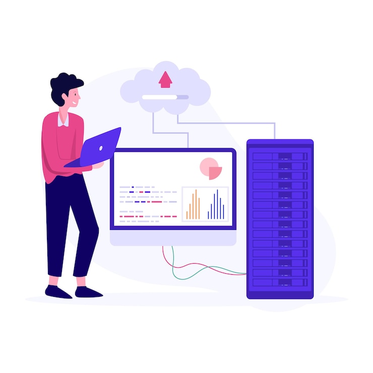 Vector vector de estudio de datos editables en estilo de ilustración plana
