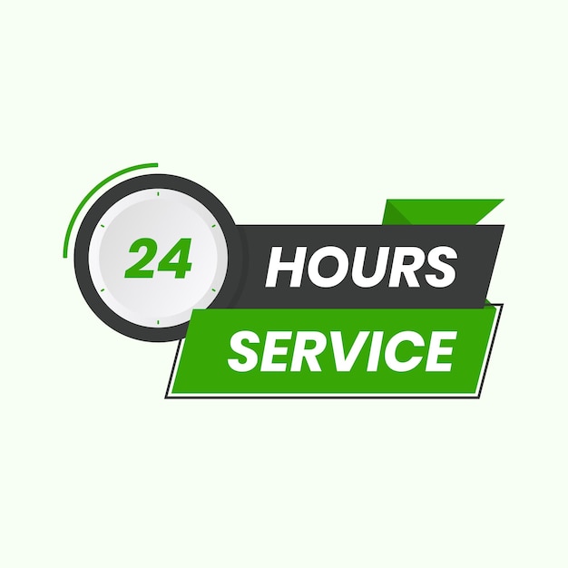 vector de etiqueta de concepto de servicio de 24 horas