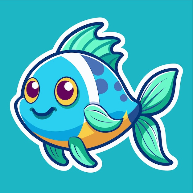 Vector de la etiqueta de pescado azul