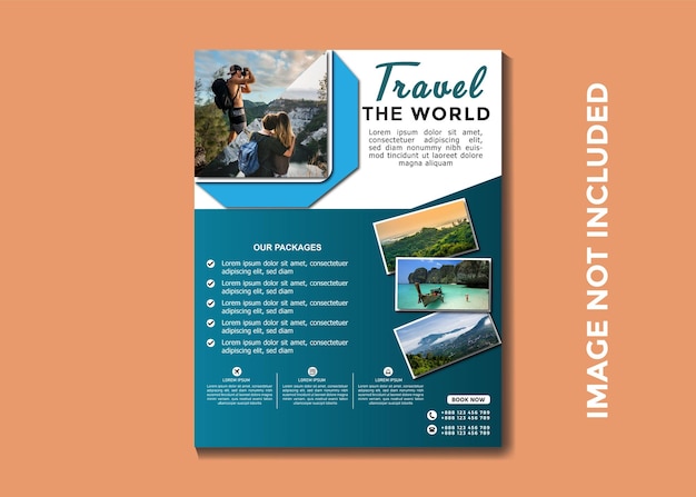 Vector explora la plantilla de volante de aventura de viajes por el mundo