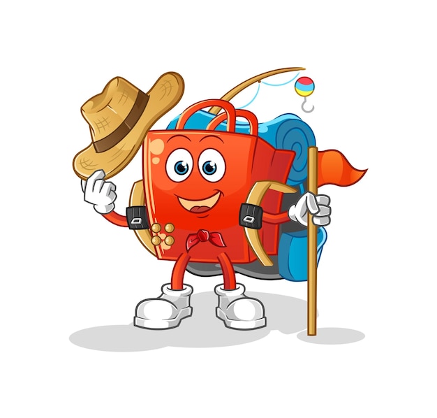 Vector de explorador de bolsa de compras. personaje animado