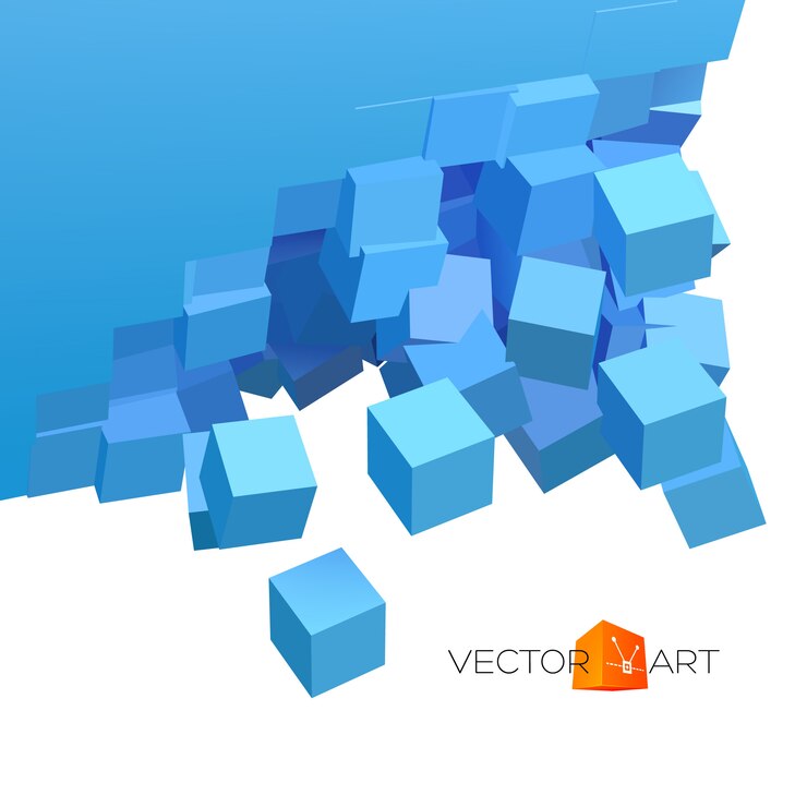 Vector vector explosión 3d con partículas cúbicas