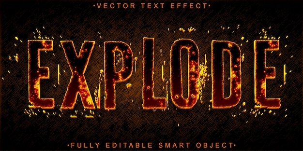 Vector de explosión desgastado naranja Efecto de texto de objeto inteligente totalmente editable