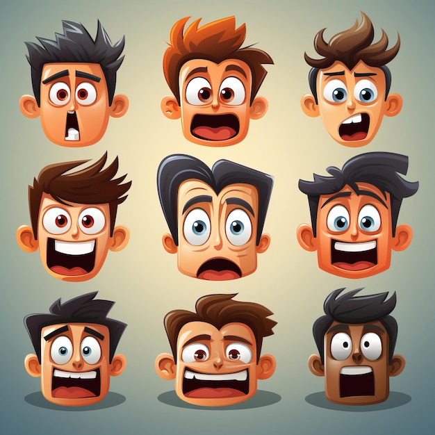Vector de expresión de cara de dibujos animados 2d estilizado plano 250