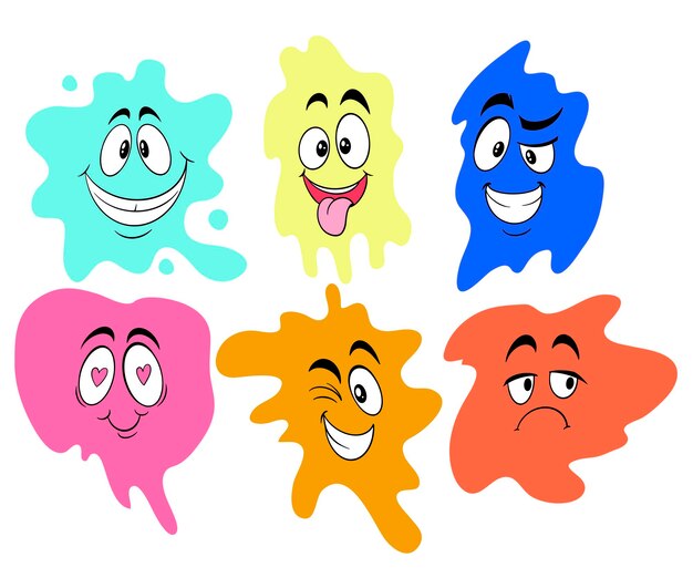 Vector vector expresiones faciales cara emociones muecas juego de dibujos animados