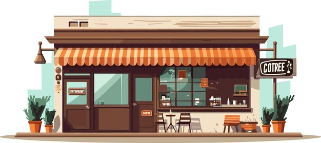 Vector vector exterior de una cafetería bonita ilustración aislada plana