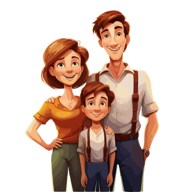 Vector de familia mujer chico sobre fondo blanco