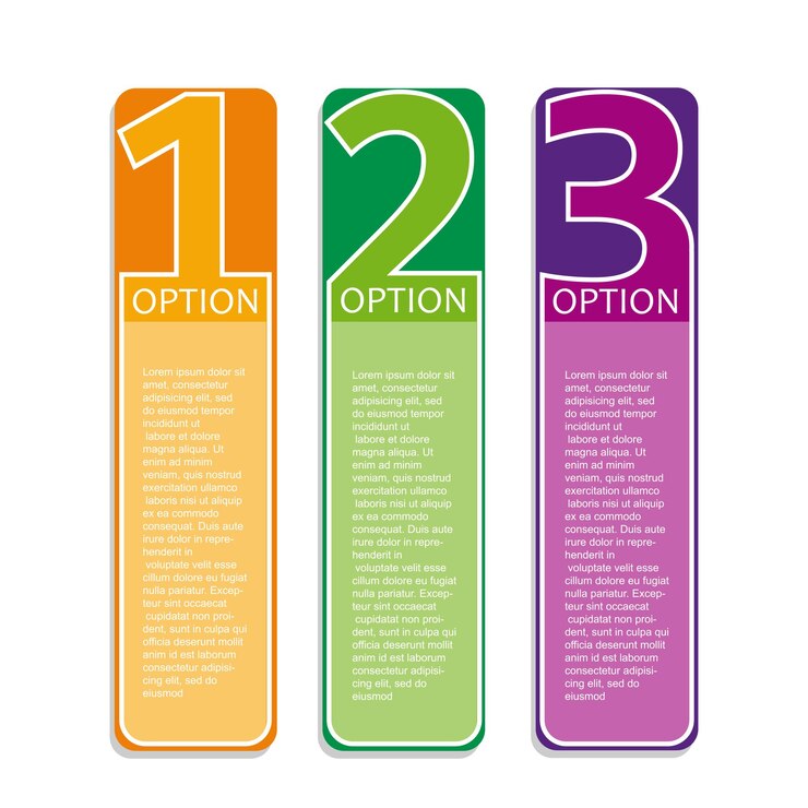 Vector vector faq etiqueta tres opciones