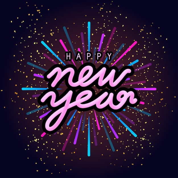 Vector felicitación de invitación de feliz año nuevo