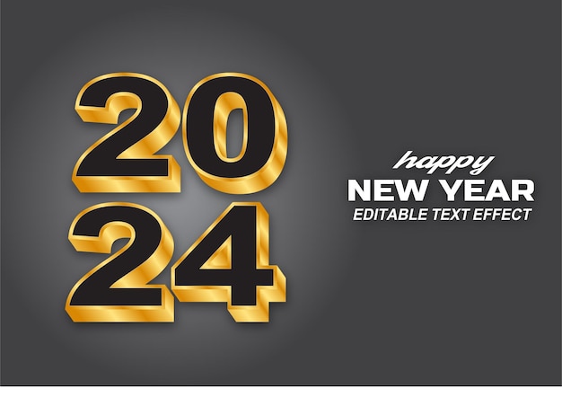 Vector feliz año nuevo 2024 diseño de efectos de texto 3D