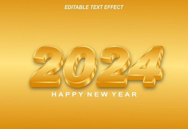 Vector feliz año nuevo 2024 diseño de efectos de texto 3d