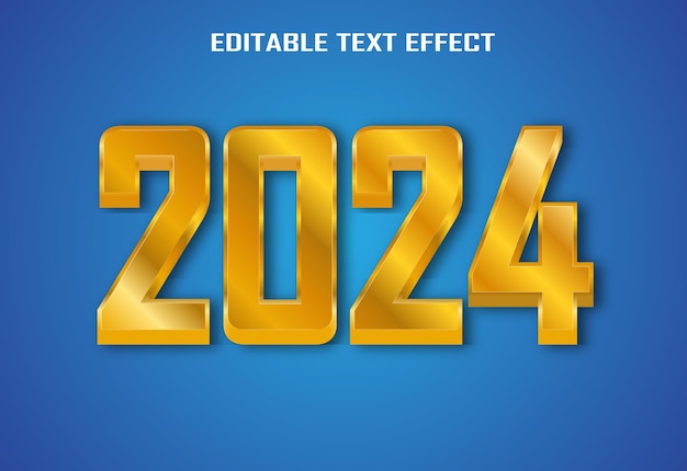 Vector feliz año nuevo 2024 diseño de efectos de texto editable en 3D