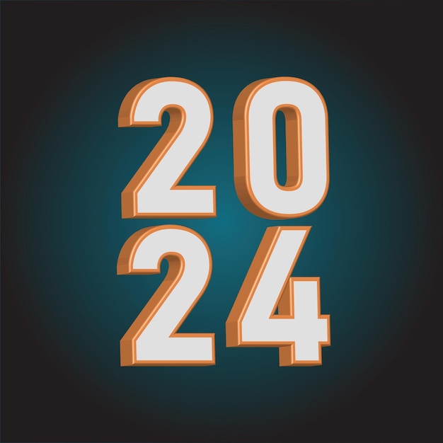 Vector feliz año nuevo 2024 diseño de fondo minimalista moderno en 3D