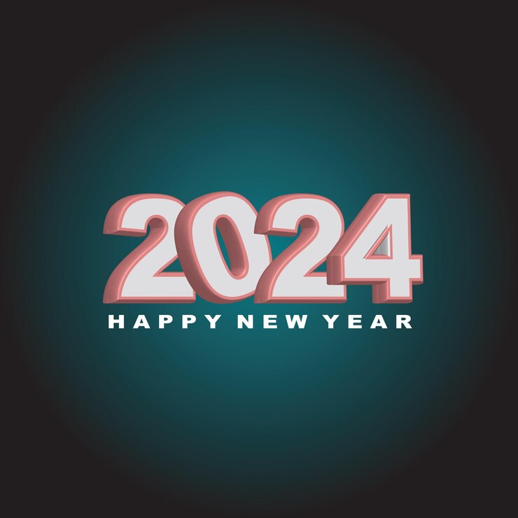 Vector vector feliz año nuevo 2024 diseño de fondo minimalista moderno en 3d
