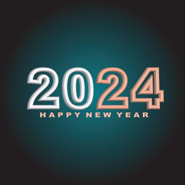 Vector feliz año nuevo 2024 diseño de fondo minimalista moderno en 3D