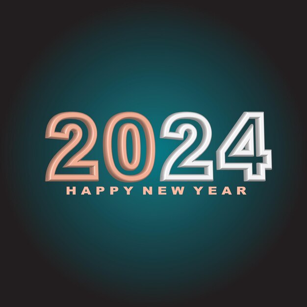 Vector feliz año nuevo 2024 diseño de fondo minimalista moderno en 3D