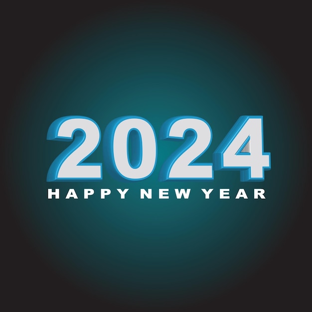 Vector feliz año nuevo 2024 diseño de fondo minimalista moderno en 3D