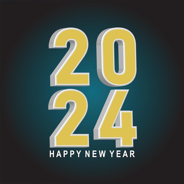 Vector feliz año nuevo 2024 diseño de fondo minimalista moderno en 3D