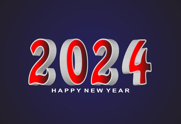 Vector feliz año nuevo 2024 diseño de fondo minimalista moderno en 3D