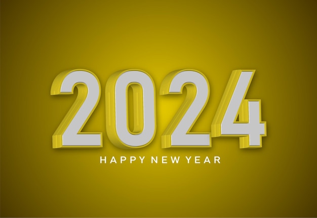 Vector feliz año nuevo 2024 diseño de fondo minimalista moderno en 3D