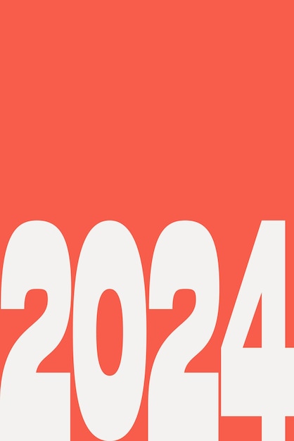 vector feliz año nuevo 2024 con ilustración de diseño rojo y gris