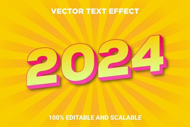 Vector feliz año nuevo 2024 plantilla de diseño de banner con efecto de texto completamente editable elemento y fuente