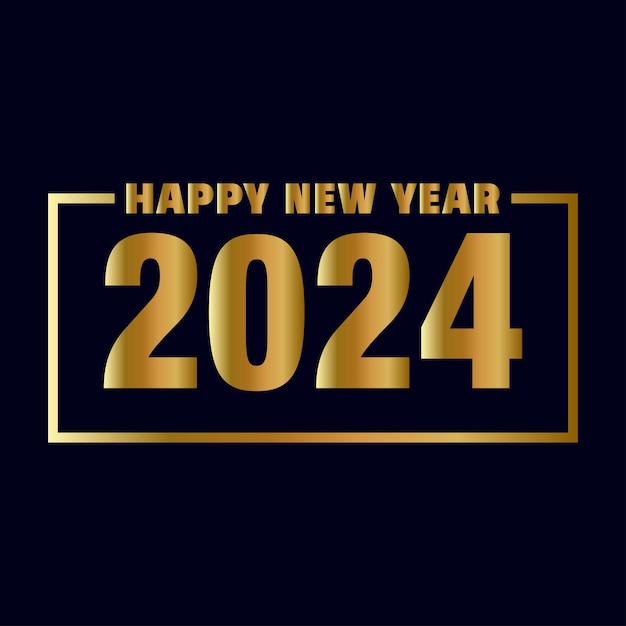 Vector feliz año nuevo 2024 con plantilla de diseño de color dorado 3d celebración de año nuevo 2024