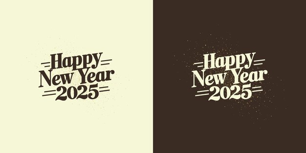 Vector feliz año nuevo 2025 Con escritura audaz y usando colores cálidos Vector premium único y diseño limpio