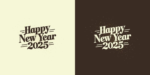 Vector feliz año nuevo 2025 con escritura audaz y usando colores cálidos vector premium único y diseño limpio