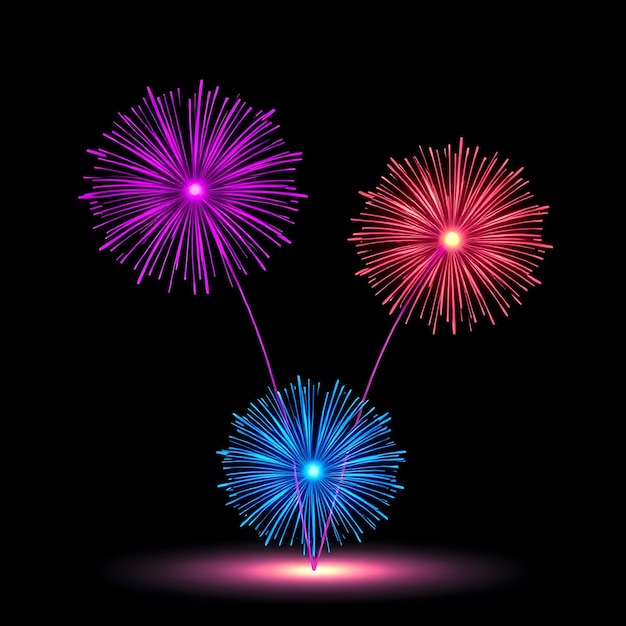 Vector feliz año nuevo fuegos artificiales